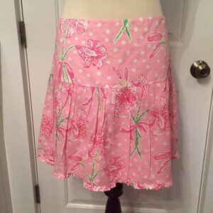 LILLY PULITZER SKIRT NIKITA MINI PINK WHITE FLORAL DOTS PULITZER PRIZE SIZE 6